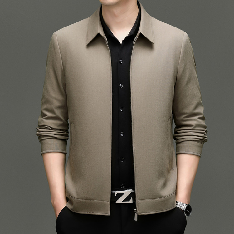 2025新款九牧王官方正品直筒型羊毛混纺秋季薄款夹克羊毛男装外套