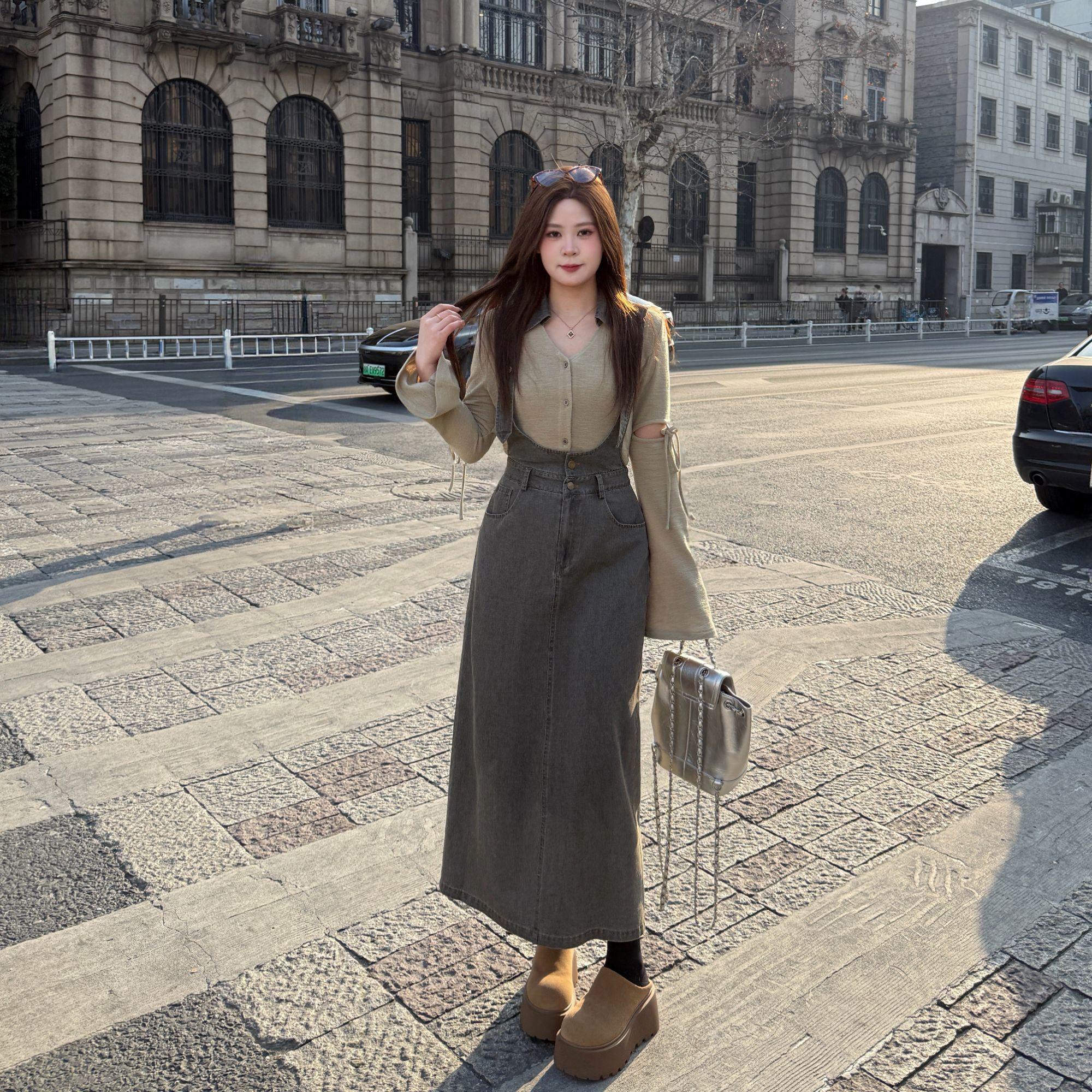 胖mm大码绝美春装背带裤图片