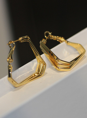 跨境欧美几何耳圈925银针耳环多层设计大方简约女饰品  44263