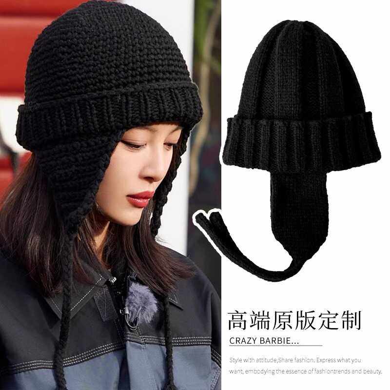 针织帽子新款花儿与少年黑色保暖