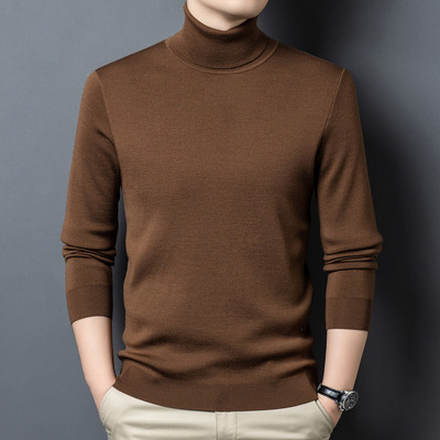 2025新款鹿王官方正品羊毛衫男装羊绒衫夹花驼针织衫男士毛衣