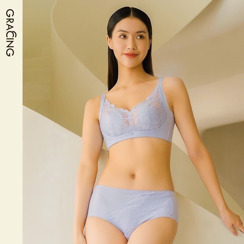 歌瑞森新品花瓣系列正品桑蚕丝纯色直立棉无钢圈女内衣性感文胸女