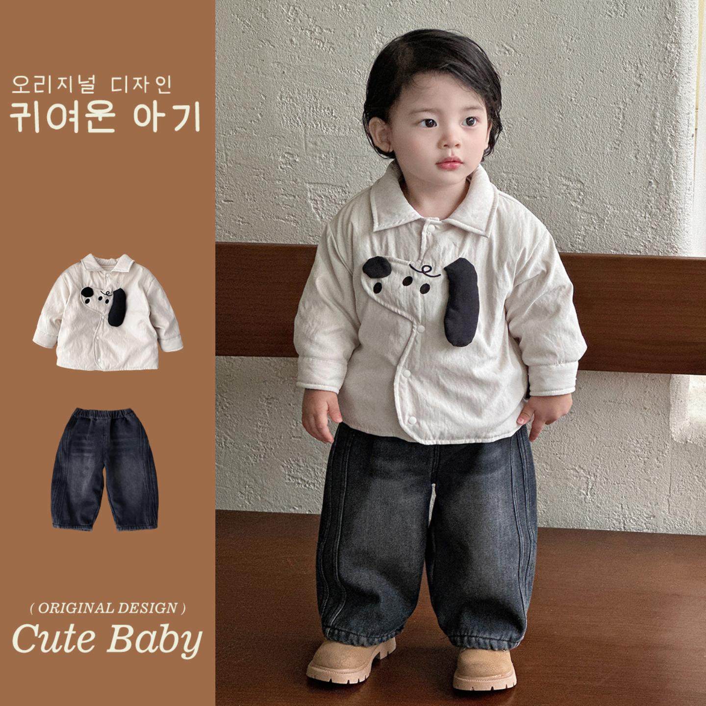 秋冬装韩系男童卡通夹棉外套裤子两件套男宝宝牛仔裤套装,童装/婴儿装/亲子装,儿童牛仔外套,淘宝优惠券,粉丝福利购,淘宝优惠卷