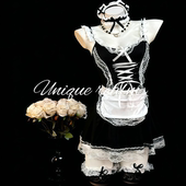 谧境「男佣执事」日系黑色男仆装 制服洛丽塔性感吊带围裙战袍睡裙