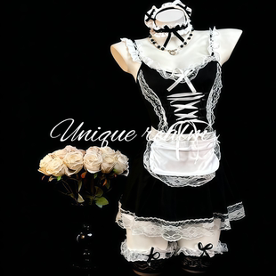 谧境「男佣执事」日系黑色男仆装制服洛丽塔性感吊带围裙战袍睡裙