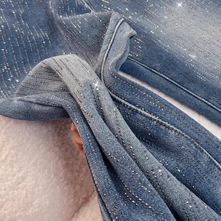 爆闪满天星烫钻牛仔裤女2026新款高腰今年流行款带钻石阔腿直筒裤