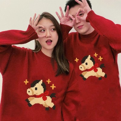 【实体店质量】新年红色毛衣马年