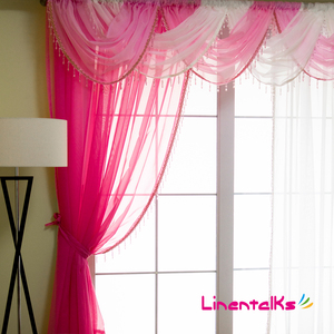 贝蒂欧式水晶吊坠纯色纱帘纱幔窗纱窗帘客厅飘窗阳台卧室成品定制