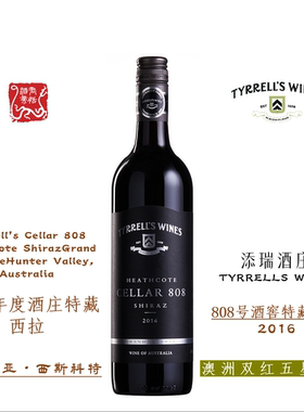 TYRRELLS 添瑞酒庄808号酒窖特藏西拉红葡萄酒750ML 2016