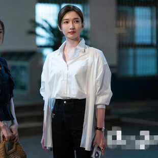欢乐颂3江疏影同款衣服女夏秋季气质设计感飘带白衬衫休闲裤套装