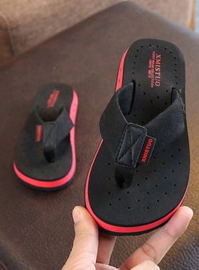 儿童拖鞋夏男童外穿防滑小孩软底夹脚人字拖中大童亲子沙滩鞋凉拖