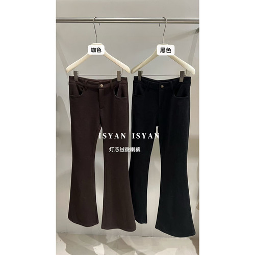 RICE- ISYAN-秋上新RICEIS灯芯绒微喇裤口袋休闲裤A8036