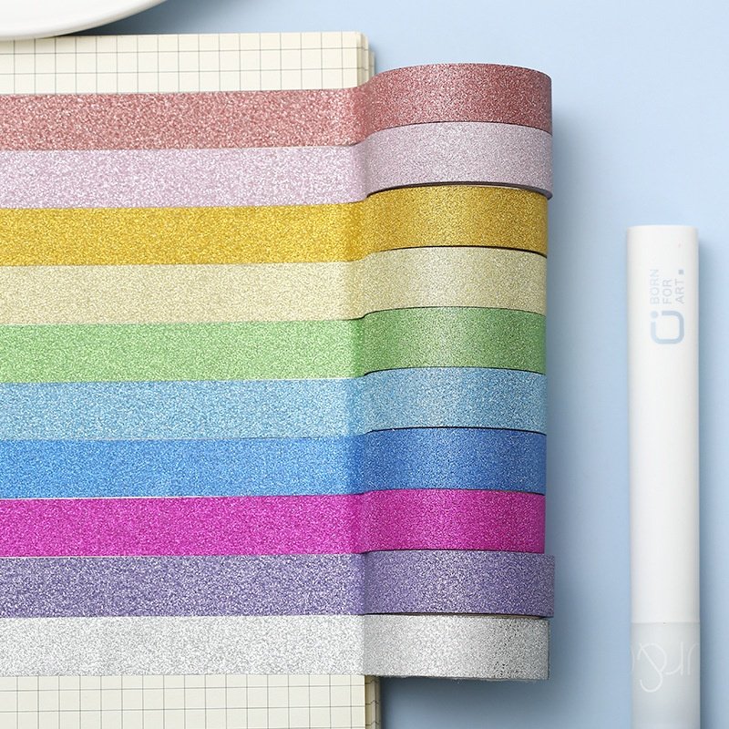 跨境热卖 10卷金葱膜胶带闪光闪粉手账diy日记本装饰现货厂家批发