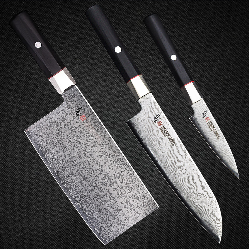 三昧zanmai日本菜刀原装进口大马士革钢菜刀水果三德刀主厨刀套装