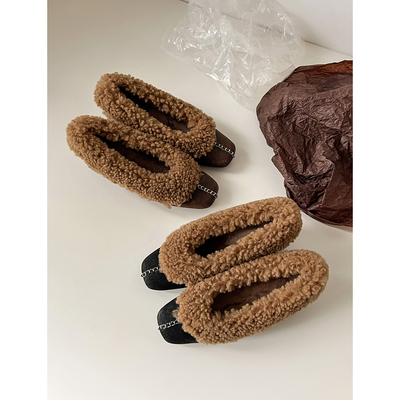 毛茸茸冬鞋子一脚蹬毛毛鞋女外穿