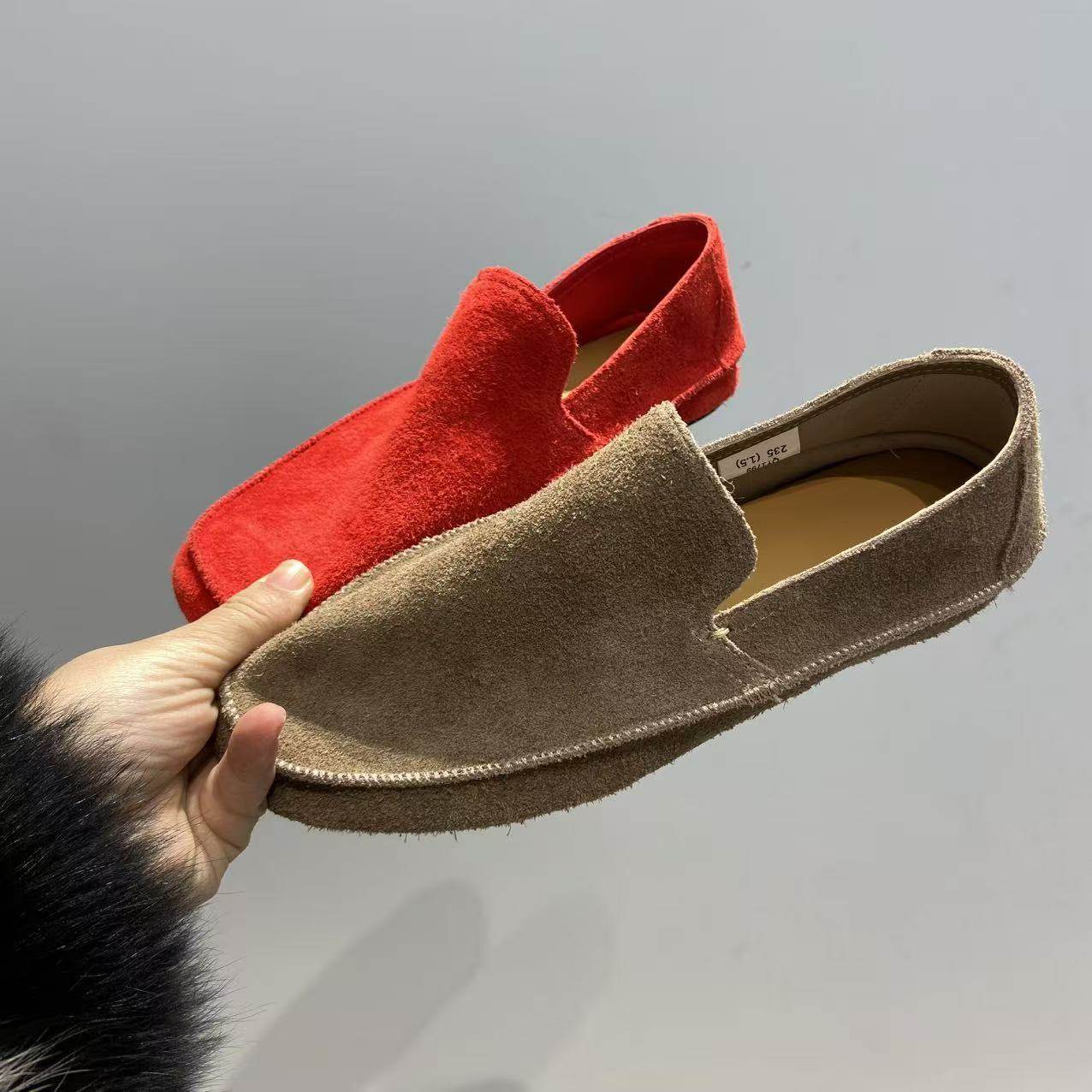 可可家2026春季新款头层牛皮平底一脚蹬乐福鞋女休闲鞋女鞋单鞋豆,女鞋,乐福鞋（豆豆鞋）,淘宝优惠券,粉丝福利购,淘宝优惠卷