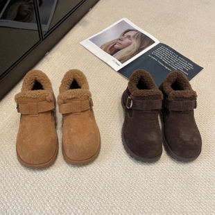 7cm加绒厚底勃肯鞋女冬2025真皮巨好看德训小个子内增高博肯棉鞋