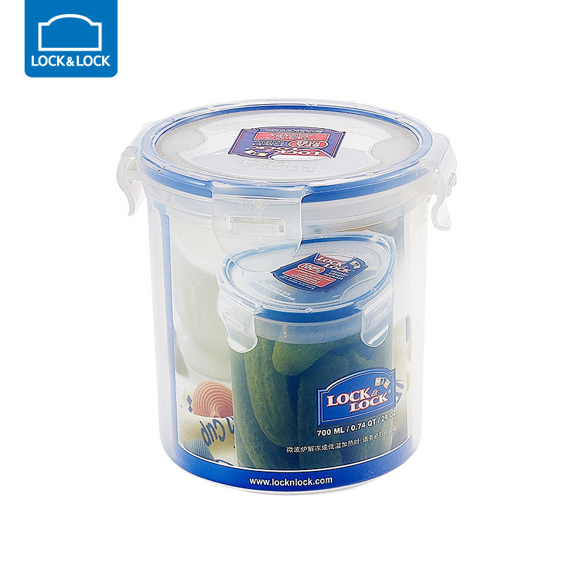 乐扣乐扣圆形保鲜盒700ml奶粉盒视频零食盒储物罐坚果盒子hpl932d