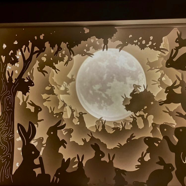 水哥联名原创设计纸雕望月兔子灯闲人王昱珩可充电氛围灯装饰夜灯