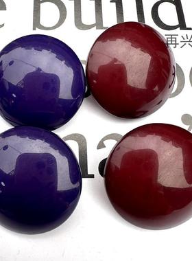 高档紫红紫色圆形亮光带脚蘑菇扣时装风衣外套马甲西装大衣羊绒扣