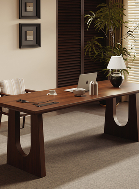 实木大板书桌客厅创意电脑办公书房长桌子中古风工作台家用卧室