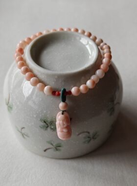 台料 5.2mm淡粉圆珠单圈手链  支持复检 假一赔十