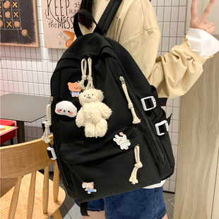 高中生双肩包ins风 书包初中女生2025新款 黑色大容量高颜值女肩包