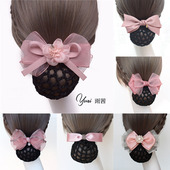 护士头花粉色职业发网空姐银行酒店工作百搭盘头发网兜头饰发饰新