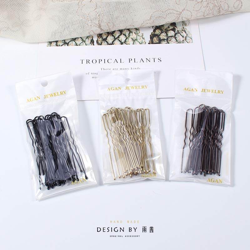 影楼黑色加粗丸子头一字夹