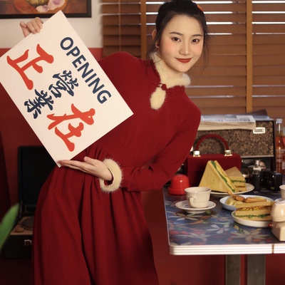 复古长袖中式国风小个子新年修身