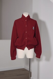 喵吉复古加绒休闲新款摇粒绒小个子短款宽松红色毛绒绒外套女秋冬