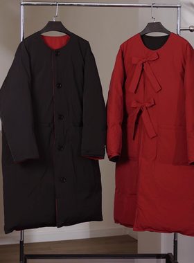 时尚中长款面包羽绒服白鸭绒复古