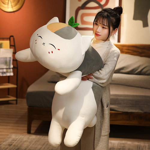 猫老师抱枕女生睡觉床上长条枕