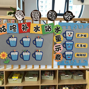 饰材料 喝水区主题墙饰幼儿园小学班级教室环创墙面手工DIY布置装