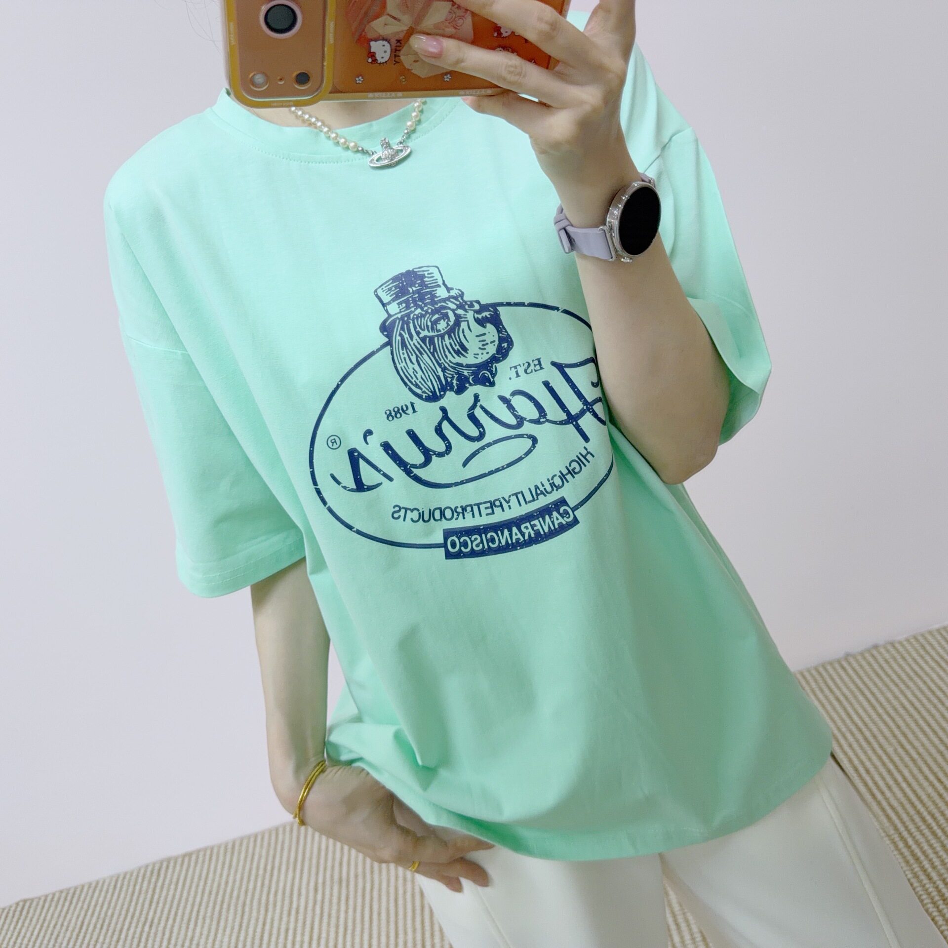 2026年夏季百搭柔软舒适童趣小狗头休闲套头短袖T恤衫上衣057