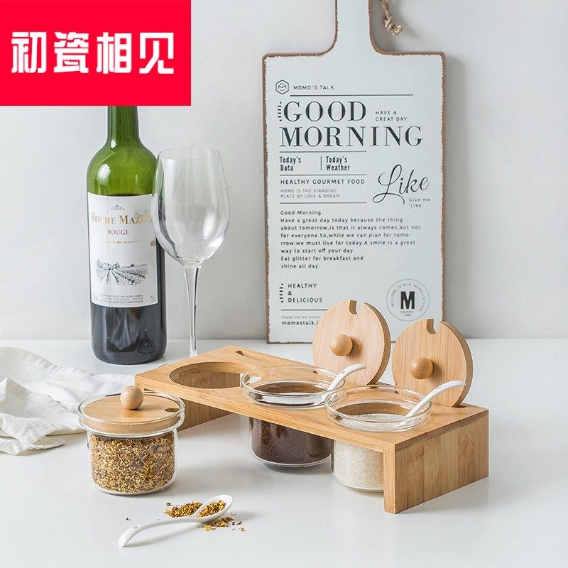 初瓷相見日式透明玻璃竹木蓋調味瓶防潮調料罐調味罐糖鹽罐調味料在類目 餐飲具, 餐具, 瓶/罐中 - 來自Buy2taobao.com提供專業的淘寶代購服務