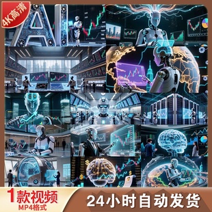 高清AI机器人金融投资交易股票期货量化分析智能投顾财经视频素材