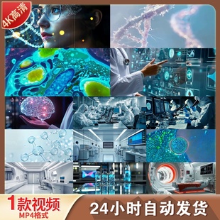 高清医疗全息智慧大脑细胞基因生物科技医学实验室科研视频素材
