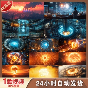 高清核聚变核爆炸粒子对撞量子物理能量辐射原子核粒子宇视频素材
