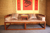 红木家具罗汉床炕几实木中式 老榆木坐垫情人椅卧榻休闲椅沙发椅