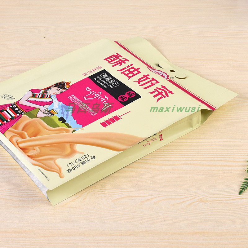 订做酥油奶茶固体饮料复合袋PT/VMPET/PE丙烯镀铝磨砂材质四边封