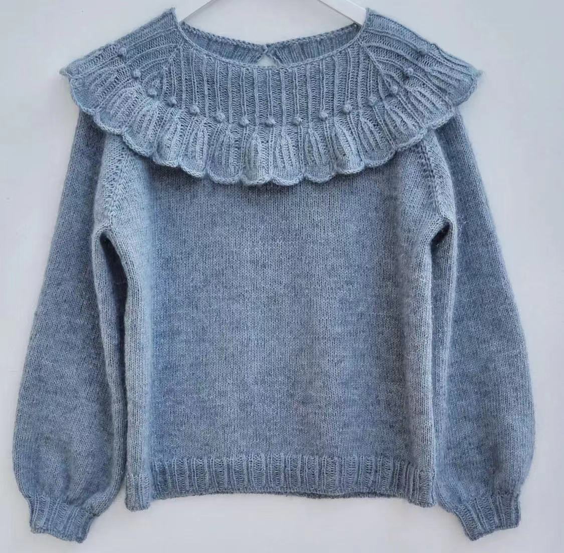 朵儿套衫 成人款 女士毛衣棒针文字编织说明图解 非成品