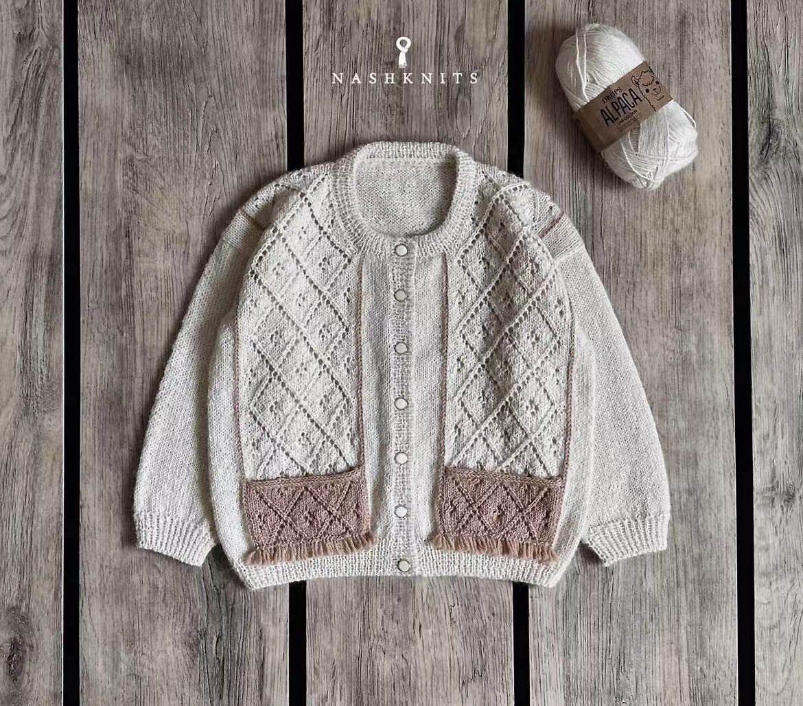 阿达玛斯开衫 女童儿童棒针文字编织说明 君小君图解 非成品