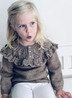 朵拉 套头蕾丝荷叶边毛衣文字说明翻译编织图解从上往下 非成品