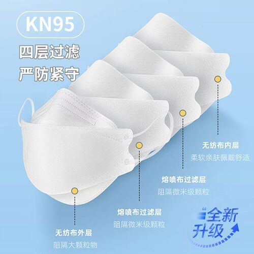 国标一次性鱼型口罩高颜值3d立体KF94鱼嘴型白色防尘独立包装
