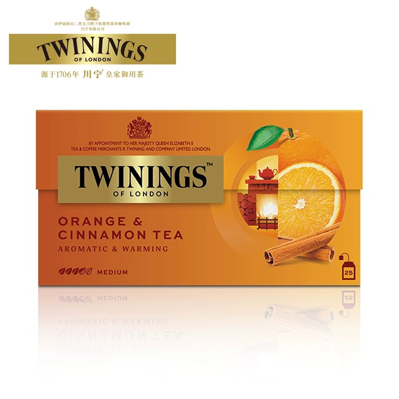 英国川宁Twinings 柑桔肉桂果香红茶25片装 茶包 进口红茶 茶 特色产区红茶 原图主图