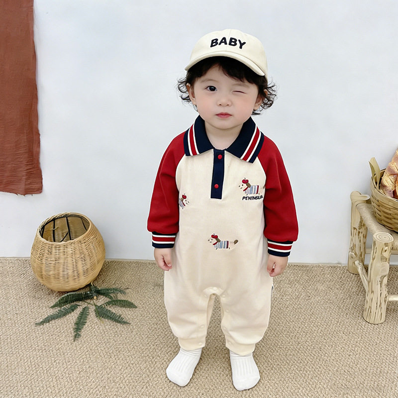 婴儿衣服春秋款女宝宝连体衣长袖卡通小狗刺绣翻领哈衣爬外出春装,童装/婴儿装/亲子装,连身衣/爬服/哈衣,淘宝优惠券,粉丝福利购,淘宝优惠卷