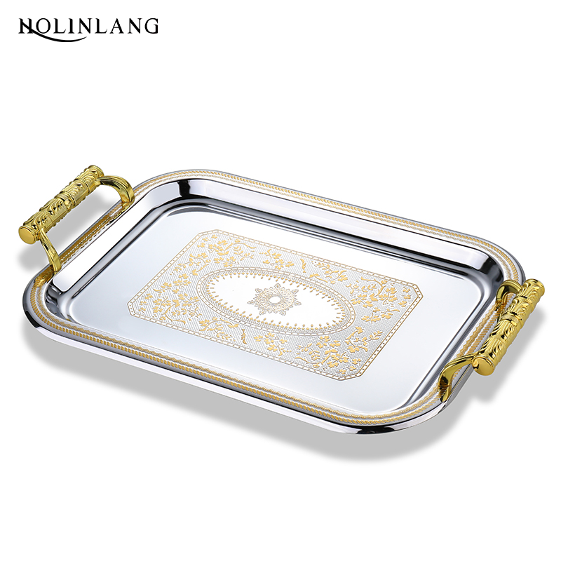 长方形托盘家用盘子金属创意简约北欧水果茶盘杯盘早餐盘首饰盘
