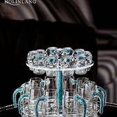 高档水晶切面绿松石白酒杯带把分酒器套装 家用酒具小号一口杯酒盅