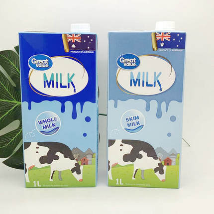 澳大利亚进口milk惠宜全脂脱脂纯牛奶1L热卖茶点餐烘焙材料2盒装